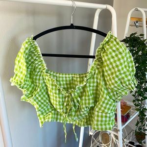 XL SHEIN Green Gingham Top